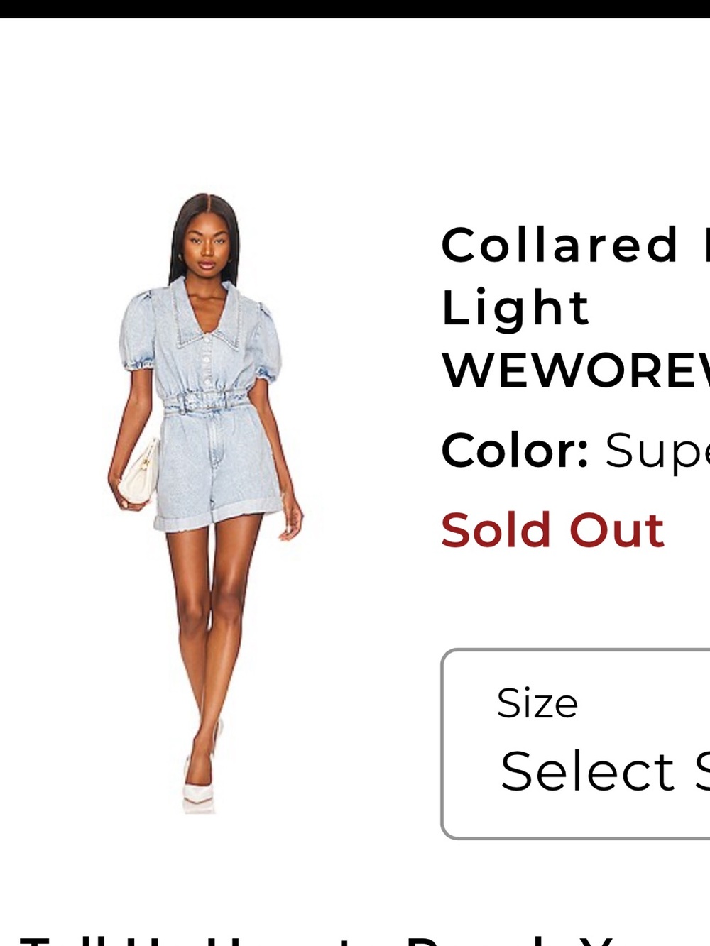 WeWoreWhat Light Blue Collared Denim Romper